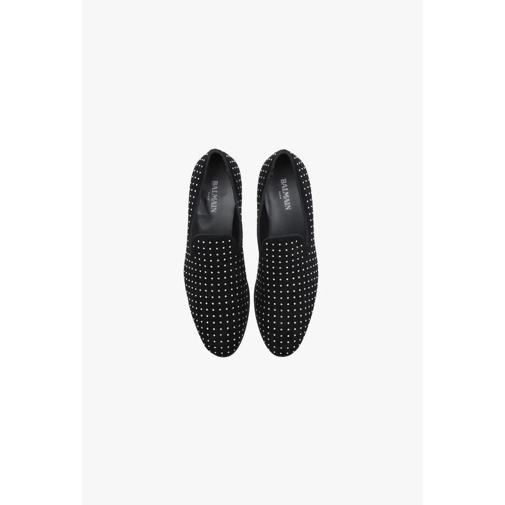 BALMAIN Matt Suede Crystal/Rhinestone Embellished/Studded Loafer/Shoes~EU44~$980 - Picture 4 of 9